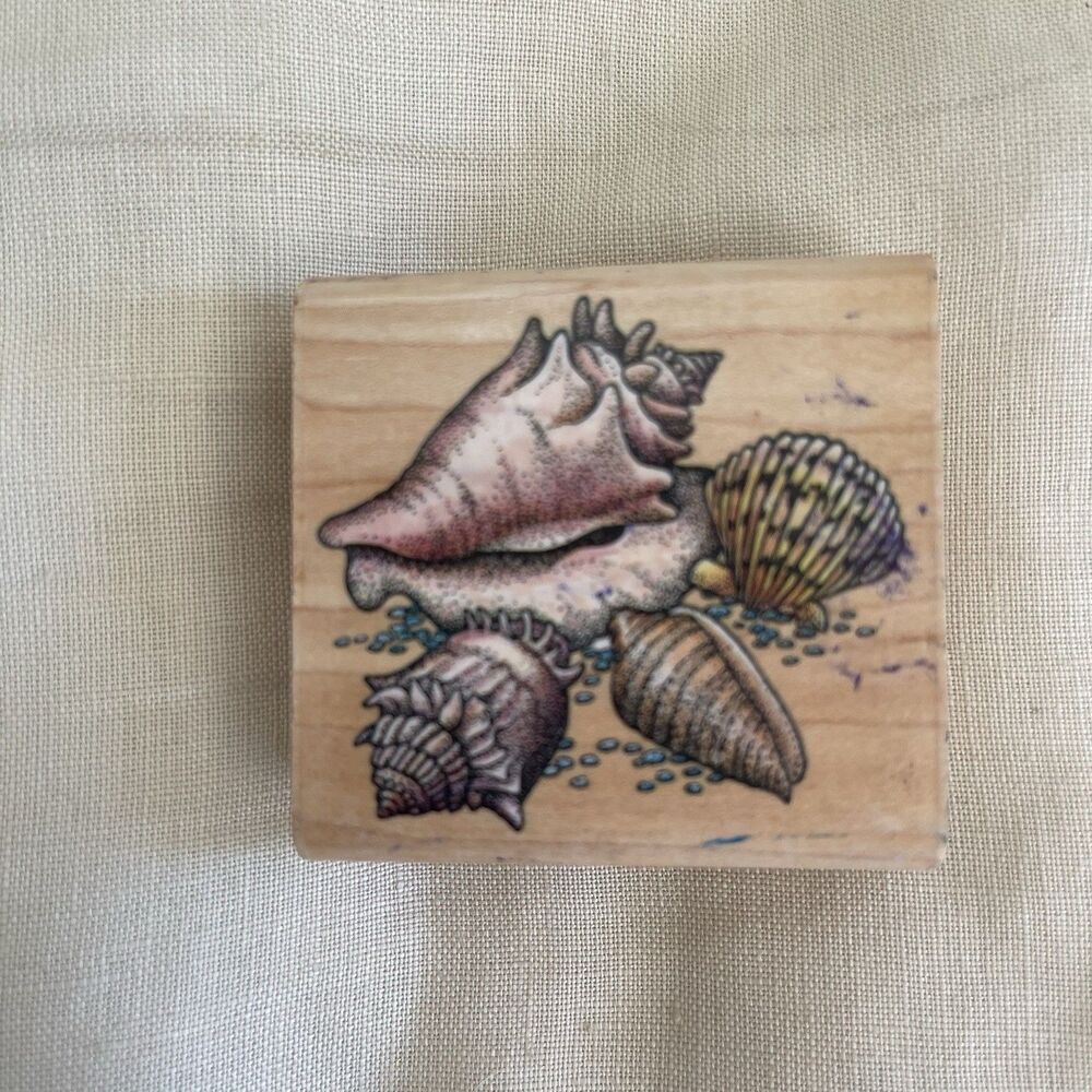 Rubber Stampede Seashells Rubber Stamp A817E Collage Conch Scallop Cone